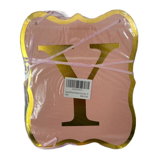 Unbranded Other - Happy Birthday Foil Banner Rose Gold Pink 7.5 X 6.25 inches Party Feminine Decor